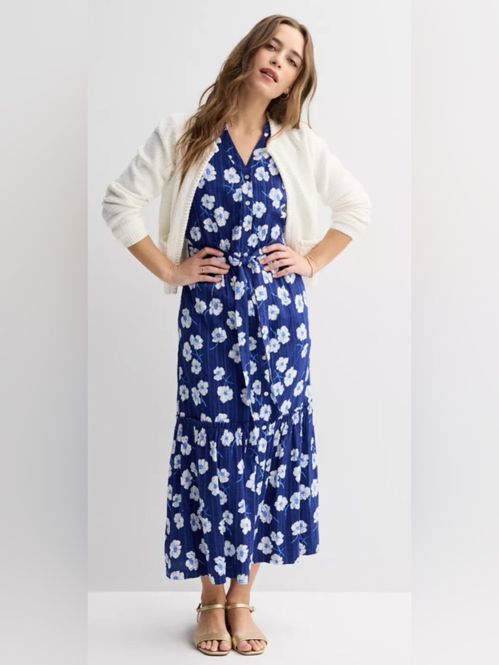 Women's Draper James Flutter Sleeve Tie Waist Maxi Dress Size XL - Picture 4 of 5